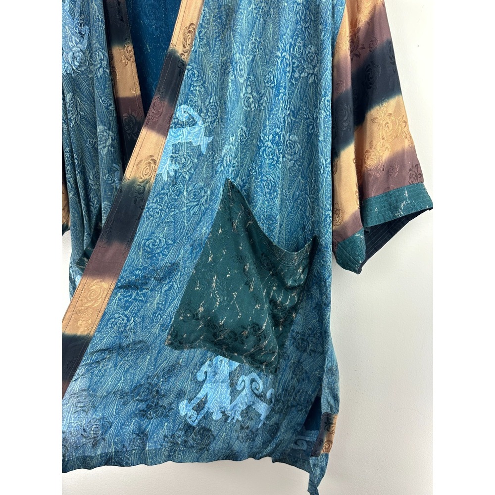 Kusnadi NY Floral Jacquard Kimono Open Cardigan One Size OS Hippie Artsy *Flawed - Picture 6 of 16
